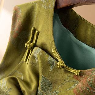 含真丝提花A字马甲女31J7 花间舞日常新中式 春天家 奢美万搭