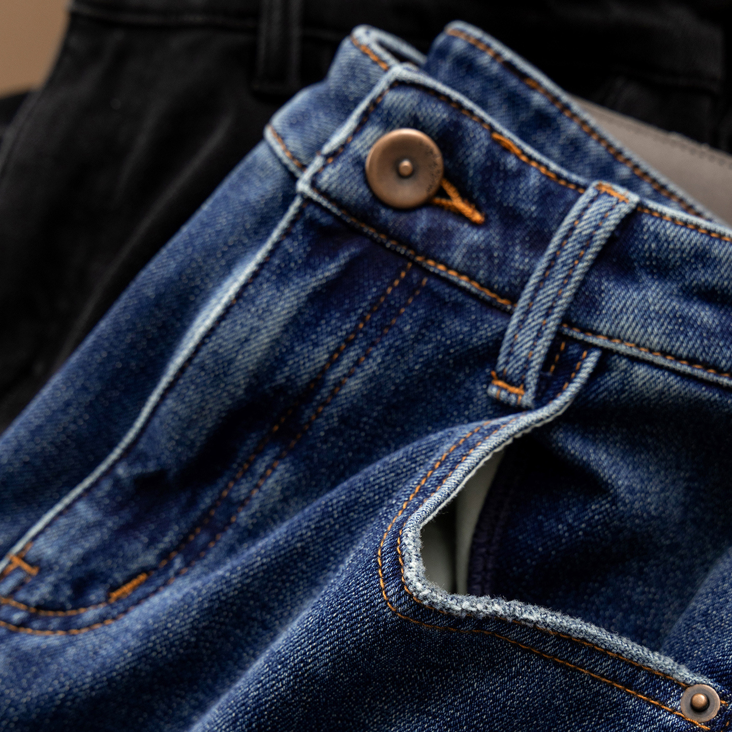 法柜复古高腰磨绒直筒阔腿牛仔裤