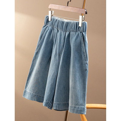 ￥239 秒！春天家复古万搭含天丝高腰四分牛仔短裤女2Y59