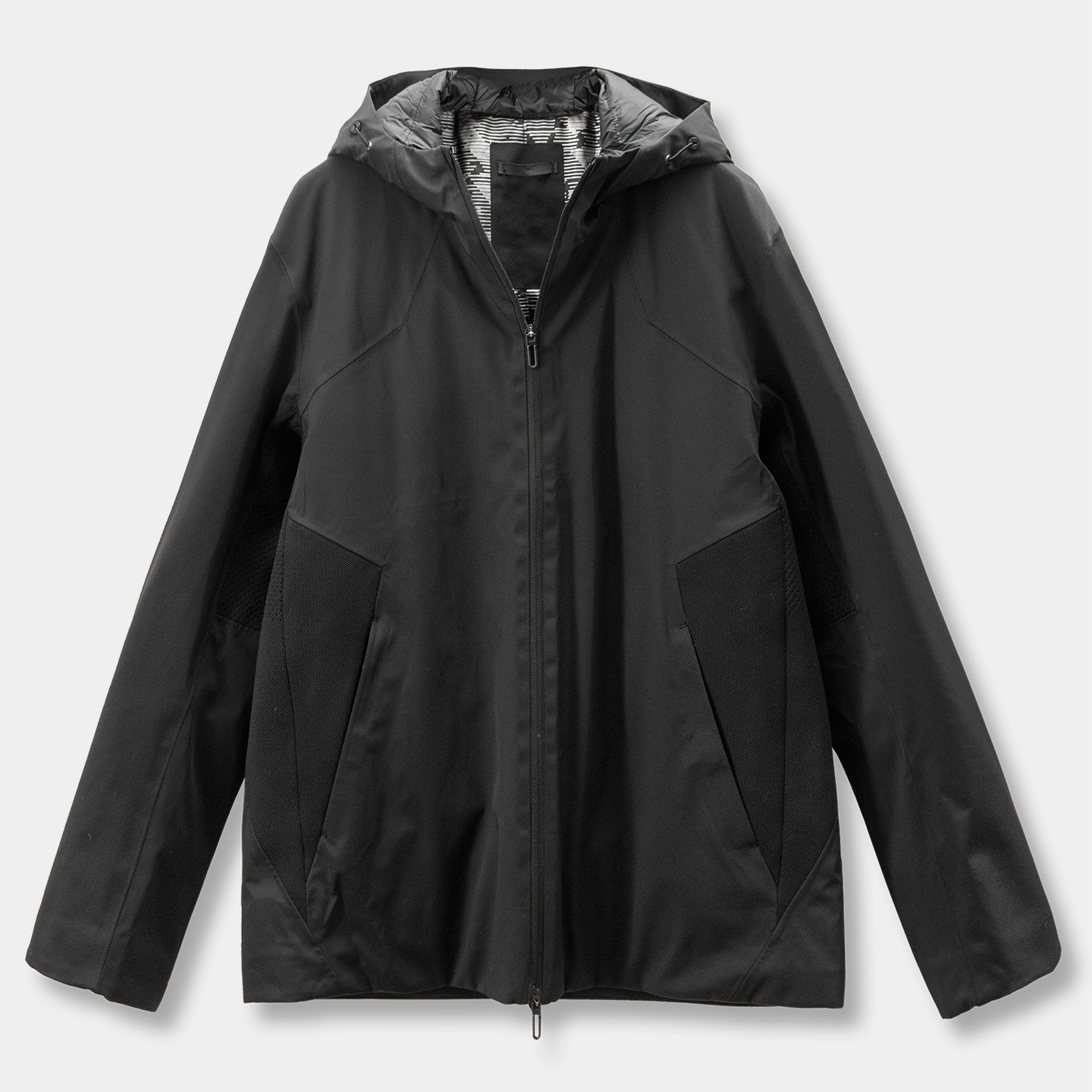 法G高品连帽90绒拼针织羽绒服