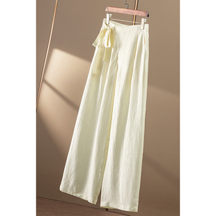 法柜醋酯褶皱肌理感后松紧腰直筒阔腿裤 春天家 00F8 秒 ￥329