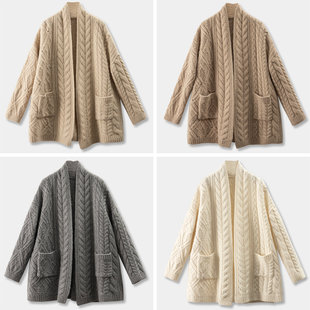 外套D女98E6 法柜重磅100山羊绒披肩毛衣开衫 H春上7号 轻奢慵懒