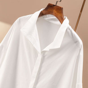 女07L5 法柜高品通勤天丝棉宽松白衬衫 H春上7号 笈简松弛老钱风