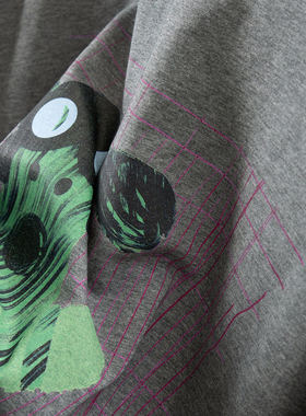 H春上7号 古灵精怪 法G双面异色搞怪印花100棉圆领短袖T恤女63I1