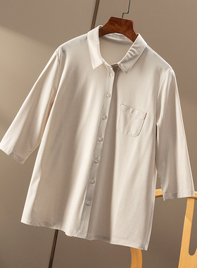 ￥218 秒！含真丝天丝七分袖针织衬衫Blouse春上7号女30C2特