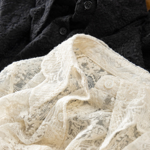 H春上7号 早春 法G精美镂空刺绣蕾丝长袖打底衬衫女53I7 特