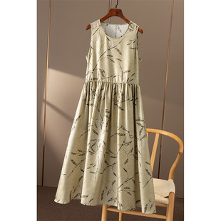 真丝斜纹绸2M大裙摆印花背心连衣裙女8W51 春天家 ￥639 秒