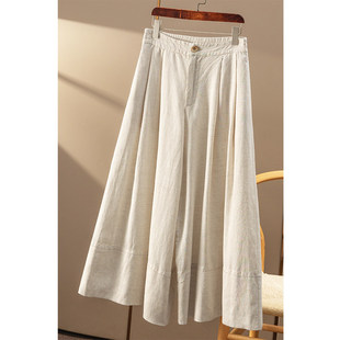 亚麻垂顺松紧腰八分阔腿裙裤 ￥299 天丝 春天家 女75A6 秒