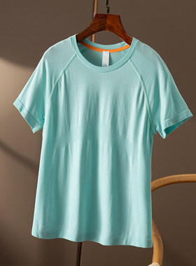 ￥秒！轻薄透气 加N大LU+含羊毛天丝圆领短袖T恤春天家女08C0