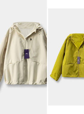 H春上7号 品质爆棚 轻户外 法柜防风防水连帽冲锋衣短外套D05L5特