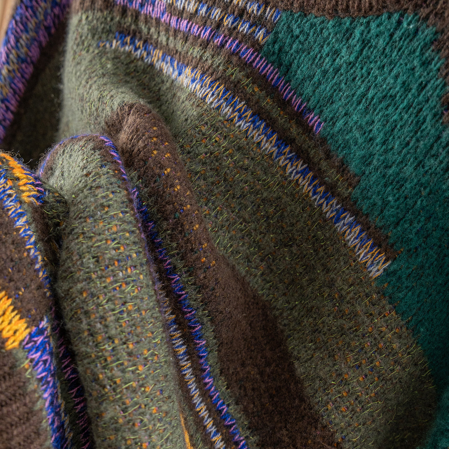 法柜复古撞色真丝羊毛羊绒毛衣