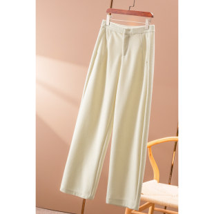 50F8 春天家含真丝羊绒高腰阔腿直筒毛呢裤 ￥389 秒