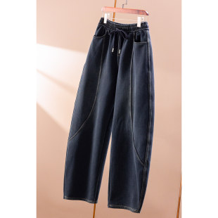 女56F8 法G高品温暖加绒香蕉镰刀牛仔裤 ￥秒 春天家