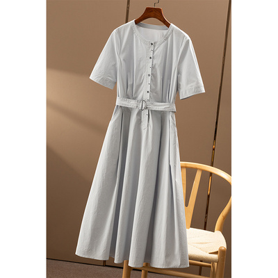 法G都市篙阶气质衬衫短袖连衣裙