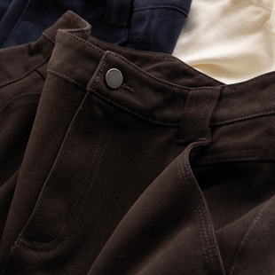 D女67F7 法柜品质高腰磨绒直筒阔腿裤 特 遮胯修腿型 H春上7号