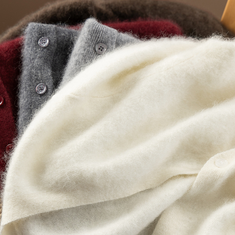 法柜暖奢羊绒+羊毛拉绒毛衣开衫