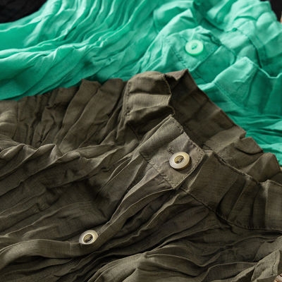 设计师三宅立体压皱立领衬衫