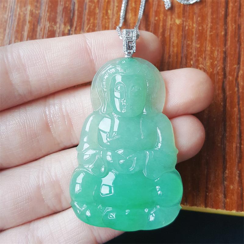 缅甸翡翠吊坠冰种翡翠观音吊坠