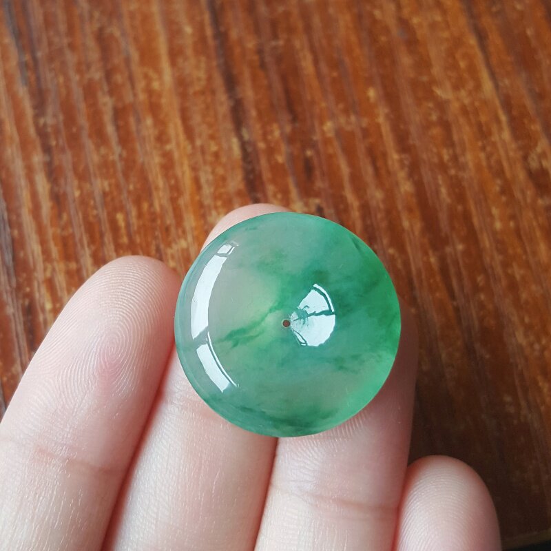 现货天然翡翠吊坠冰种翡翠平安扣吊坠缅甸翡翠吊坠飘花翡翠老坑种