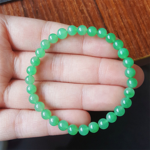 天然缅甸a级翡翠圆珠手链手串