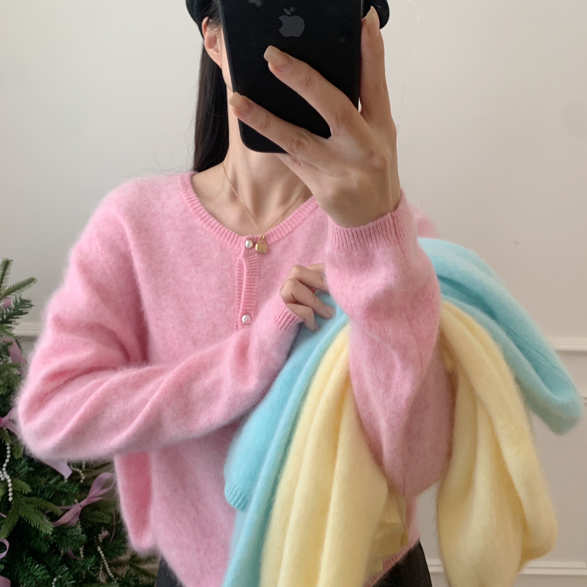 亮片羊绒拉毛针织开衫