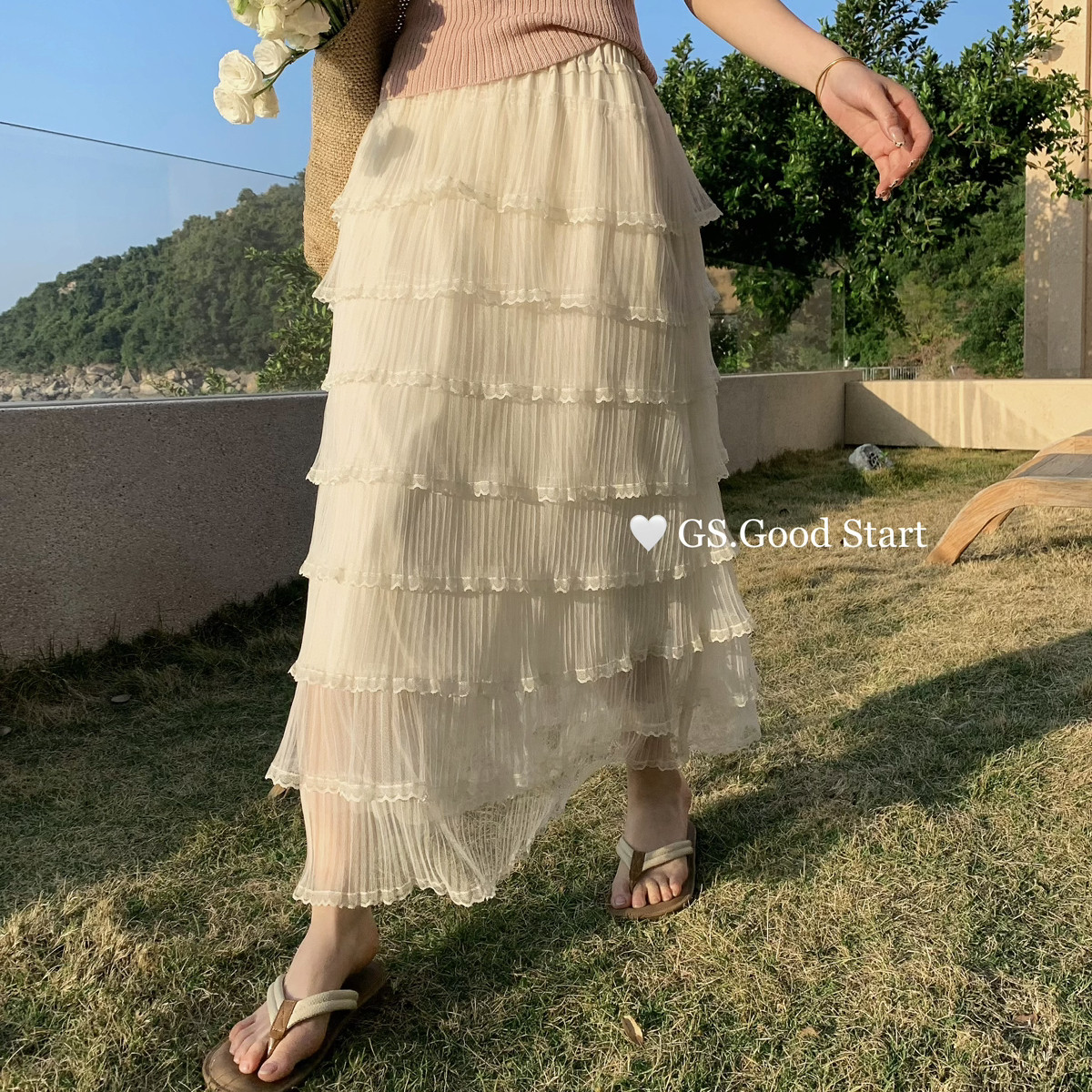 春季法式浪漫层叠蕾丝花边蛋糕裙半身裙宽松美裙中长款减龄裙子,女装/女士精品,半身裙,淘宝优惠券,粉丝福利购,淘宝优惠卷