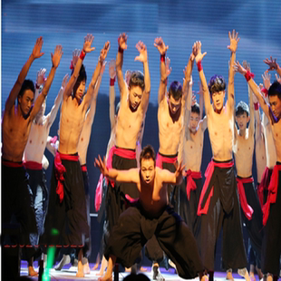 定制全国舞蹈大赛脊梁舞蹈服装演出服黑色灯笼裤民族群舞艺考服装