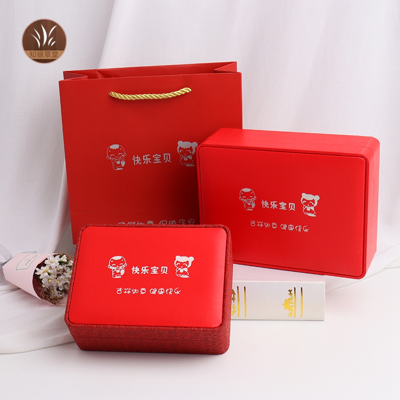 红色PU宝宝首饰包装盒三件套