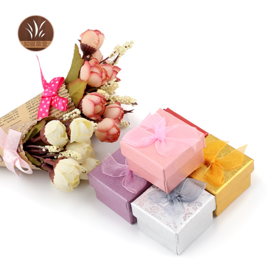 珠光纸新款蝴蝶结戒指盒子多色蝴蝶结戒指盒首饰盒耳钉盒礼品盒子