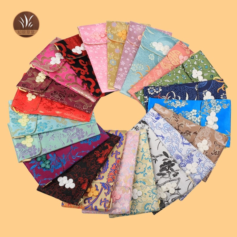 盘扣包手机包眼睛袋 斜跨包 抽绳丝绸织锦零钱包古典斜跨中国风