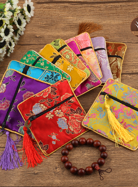 多色四方拉链包盘玩袋锦囊布袋珠宝首饰袋文玩布袋手串袋福袋佛珠