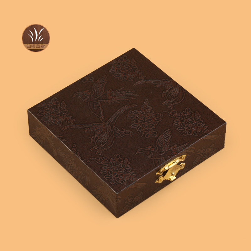 棕色花鸟锁扣手镯盒首饰盒饰品收纳盒礼品盒包装盒玉镯盒展示盒