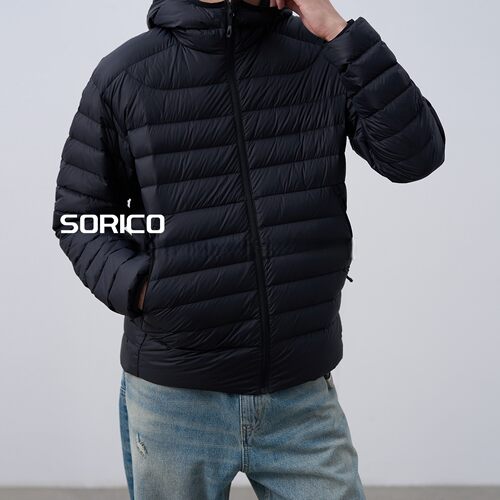 「SORICO」90三星白鹅绒东丽尼龙轻便防风御寒连帽排骨羽绒服
