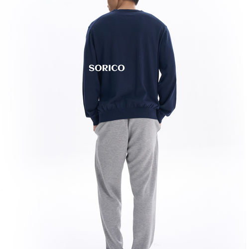 「SORICO」高密舒适山羊绒混纺老钱抗起球简约休闲针织圆领长袖