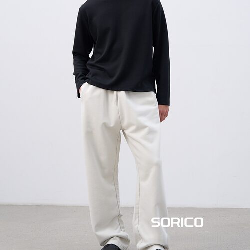 「SORICO」重磅长绒棉立体剪裁水洗宽松弯刀休闲通勤长裤卫裤