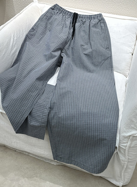 【SUNTEEZA】25FW细格纹黑白格子对位男女款阔腿睡裤长裤休闲裤