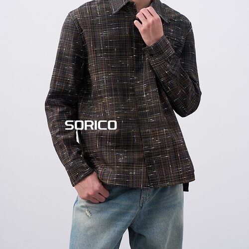 「SORICO」编织彩色十字纹星空提花男女同款衬衣衬衫外套
