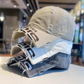 韩系潮酷刺绣字母棒球帽男女2025新款 百搭显脸小断檐磨边鸭舌帽子