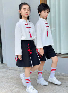中国风六一儿童合唱表演服中小学运动会红色爱国朗诵比赛学生班服