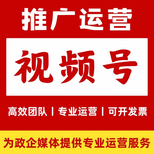 视频号推广运营视频号投放网红营销视频号运营综合运营服务