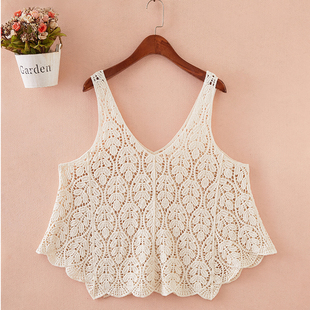 夏天小吊带上衣设计感外搭无袖马甲镂空针织大背心女宽松外穿短款