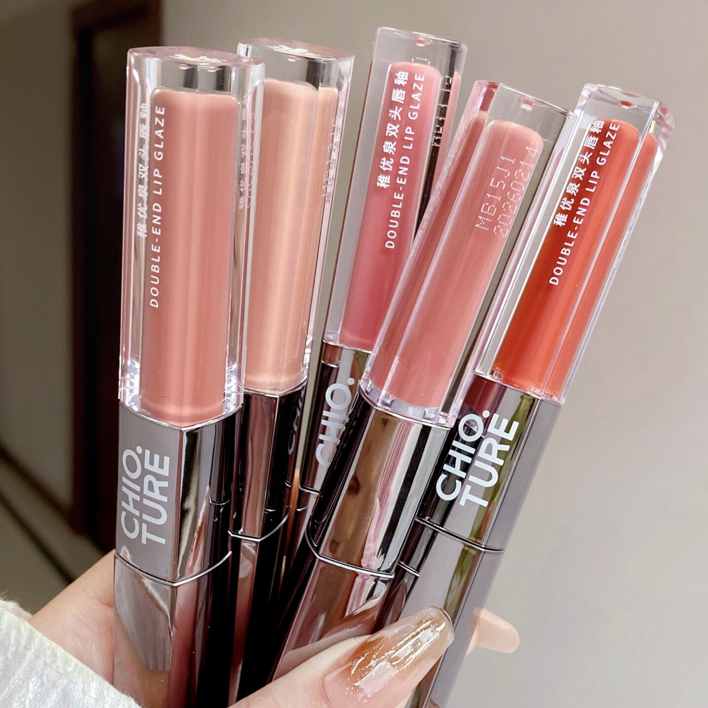 [新品]稚优泉双头唇釉镜面水光透明唇蜜哑光唇泥口红不沾杯不掉色