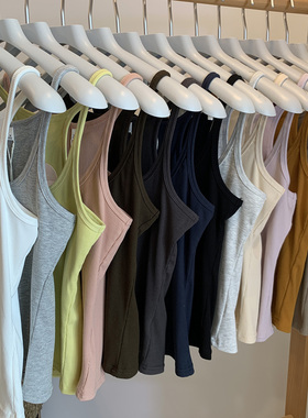 美式复古辣妹U领吊带背心女2025夏季外穿修身显瘦纯欲打底上衣ins