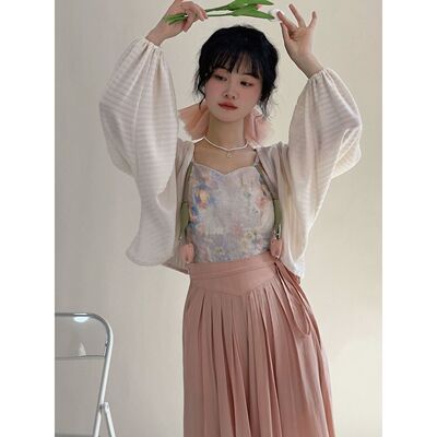 【古着爱好者】夏季新款文艺复古私设衬衫+短裙+马甲三件套