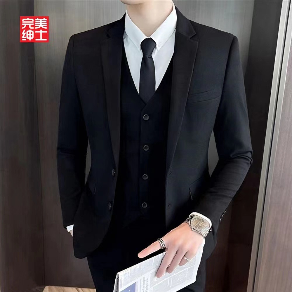 西服套装男士两粒扣韩版修身外套结婚礼服商务职业正装小西装外套