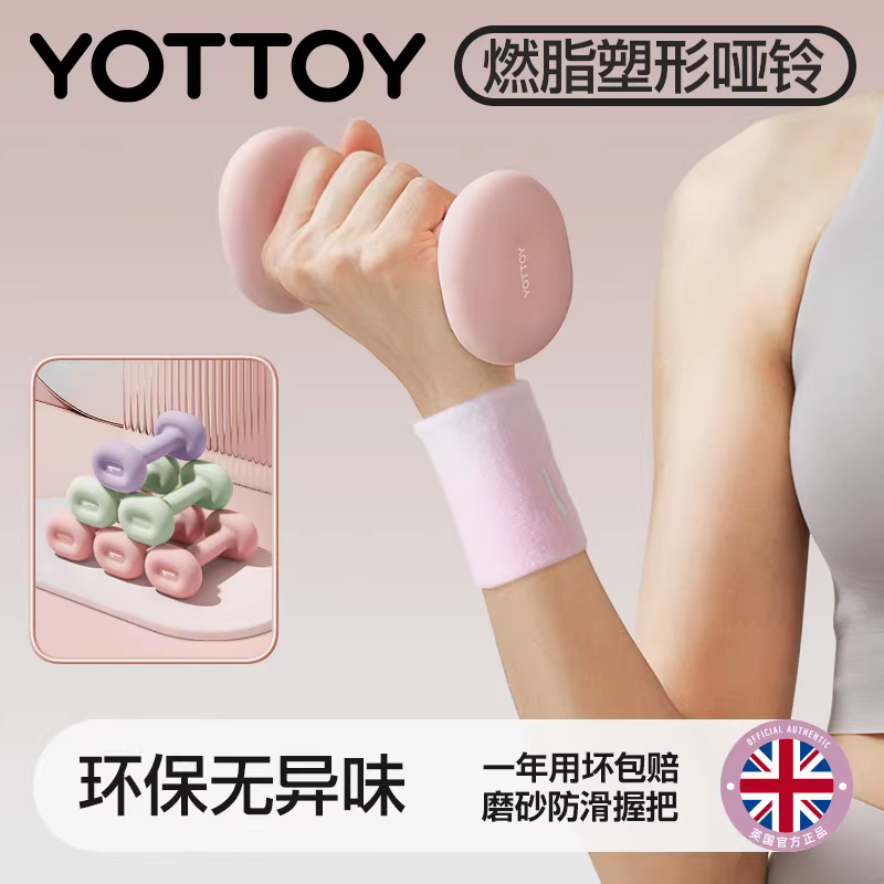YOTTOY哑铃健身女士家用壶铃女生健身器材男士实心铸铁小一对纯钢