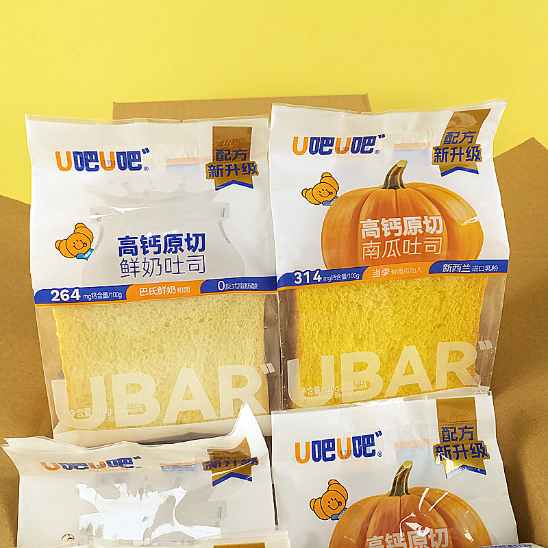 u吧u吧面包高钙原切吐司120g