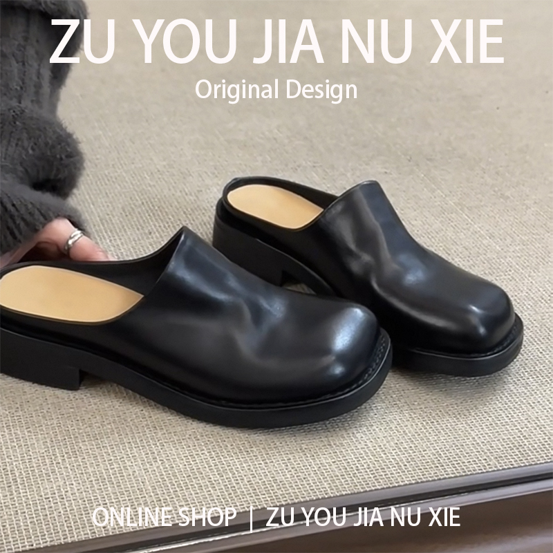 牛皮版~勃肯包头半拖鞋女外穿