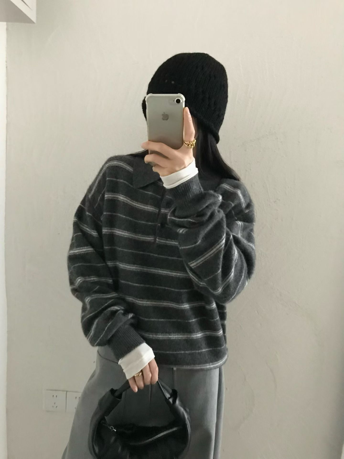 欧洲站2025新款美式条纹毛衣