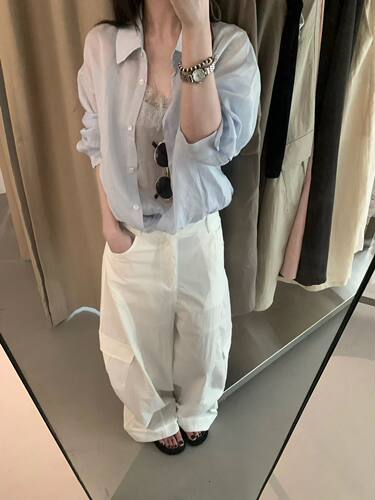 苎麻假两件蕾丝防晒衬衫女